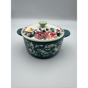 Pioneer Woman Woman Mini Casserole Turquoise Dish w/Lid 14.4 oz